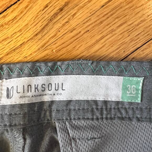 LinkSoul Pants Mens 36 Gray Chino Straight Leg Ankle Flat Front Golf - Picture 5 of 10